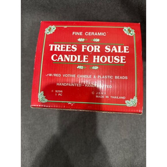 Trees For Sale Ceramic Candle Holder House W/ Votive Candle & Plastic Beads Hand - Picture 2 of 8